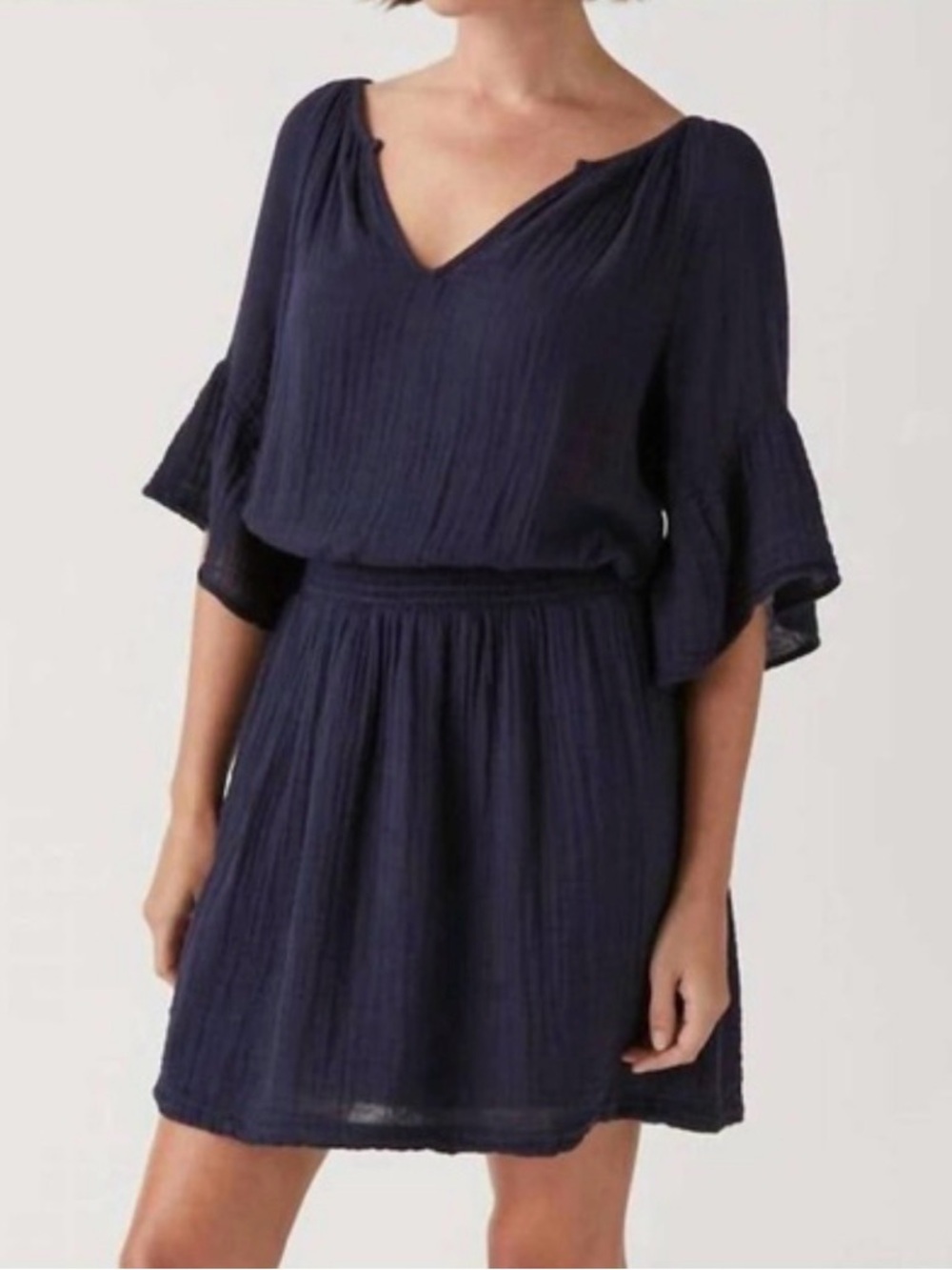 Michael Stars Gauze Linen Navy Katelyn Mini Dress